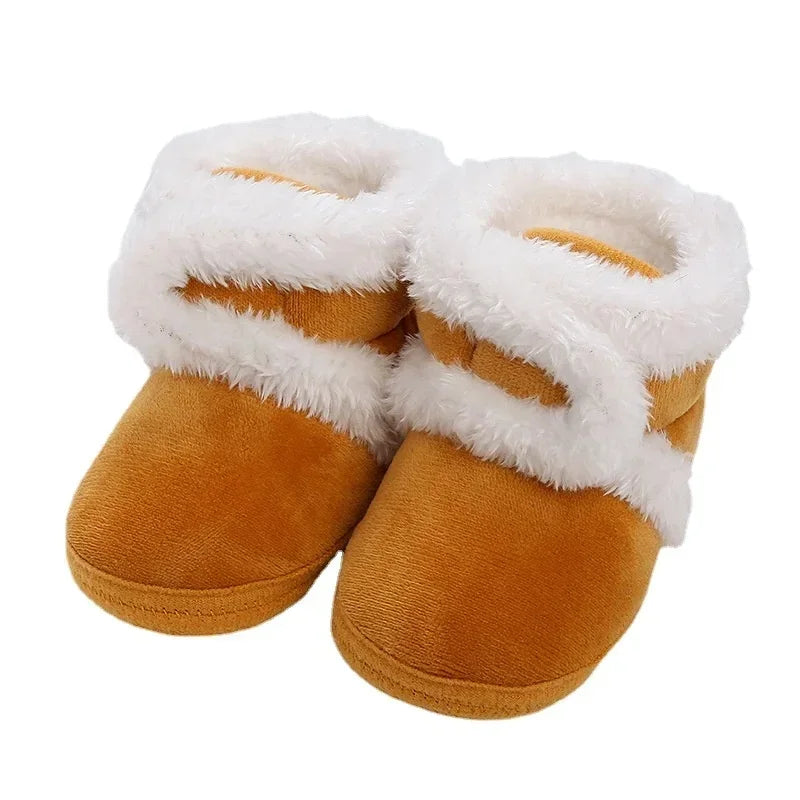 Plush Winter Baby Booties with Pom-Pom – Soft, Warm First Walker Shoes