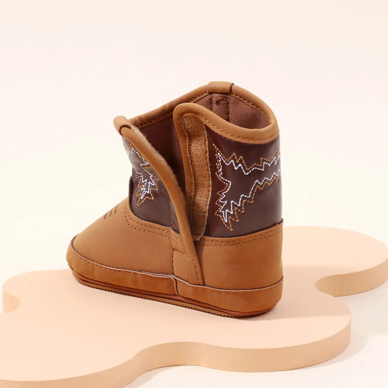 Western Embroidered Baby Cowboy Boots with Side Zipper