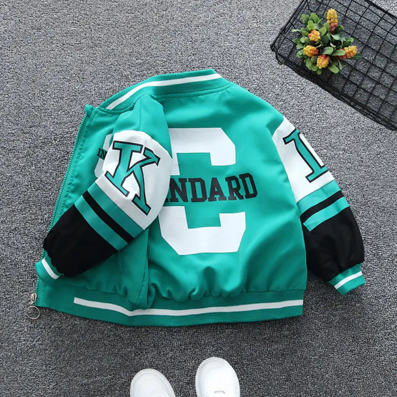 Varsity Letter Colorblock Bomber Jacket for Boys