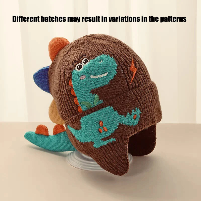 3D Dinosaur Knit Earflap Hat for Kids