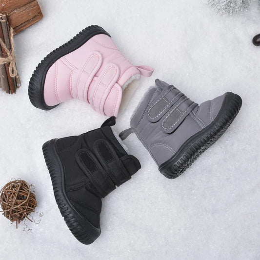 Plush-Lined Double-Strap Snow Boots for Kids
