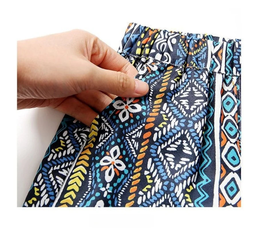 Boho Tassel Top, Printed Pants & Mini Bag Set