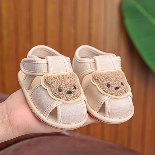 Textured Teddy Bear Open-Toe Baby Sandals