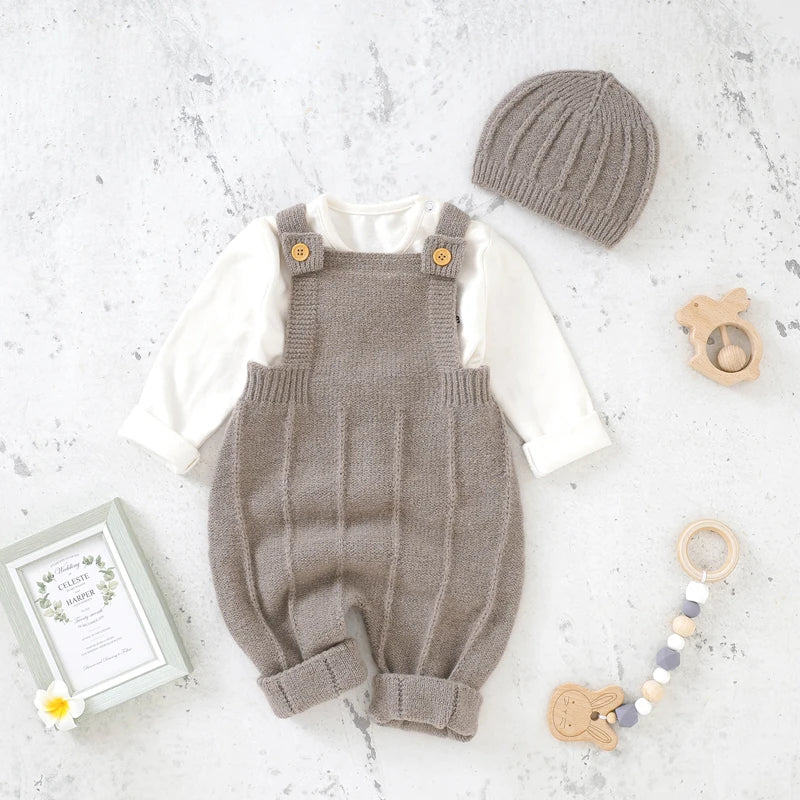 Cozy Knit Baby Romper & Hat Set (3-18 Months)