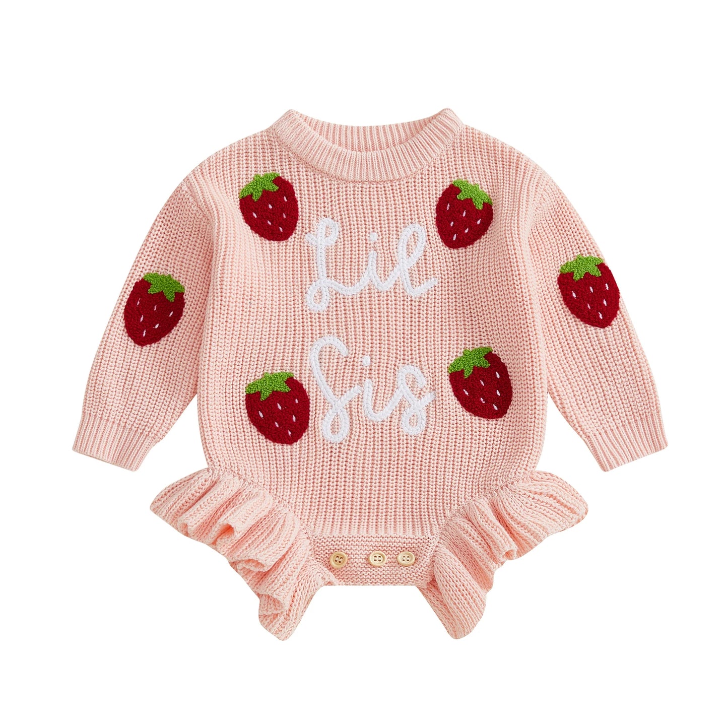 Strawberry Knit Sweater Romper for Baby Girls