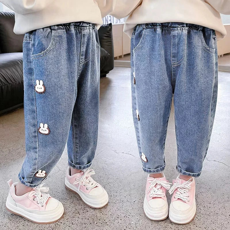 Embroidered Daisy & Bunny Girls’ Denim Jeans