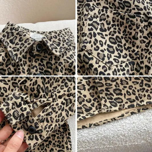 Leopard Print Button-Front Shirt for Boys