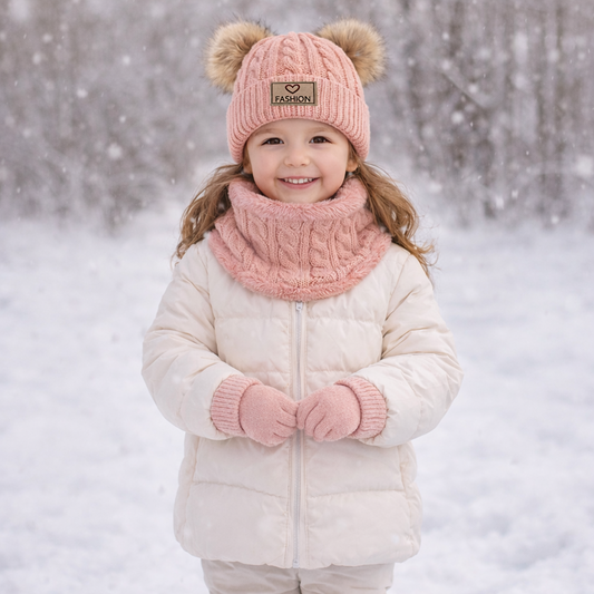 Soft-Knit Winter 3-Piece Bundle: Ear-Protection Beanie, Infinity Scarf & Gloves