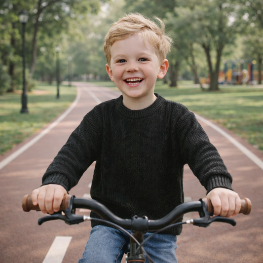 Solid Color Cotton Knit Sweater for Kids – Soft Fall & Winter Pullover