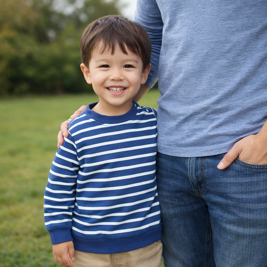 Baby & Toddler Striped Sweatshirt Pullover (Soft Cotton-Blend) – Easy-On Snap Shoulder
