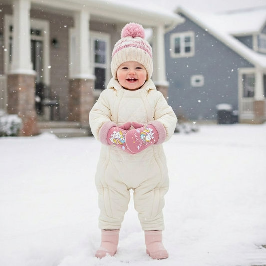 Toddler Warm Mittens with Lanyard – Soft Velvet Cartoon Winter Mittens