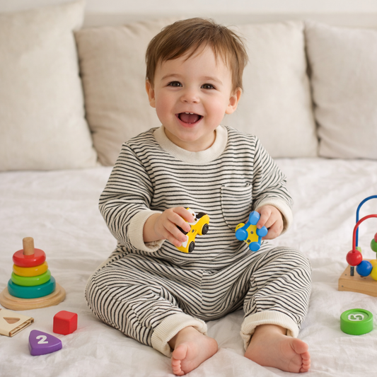 Warm Striped Cotton Jumpsuit for Babies & Toddlers – Cozy Long Sleeve One-Piece