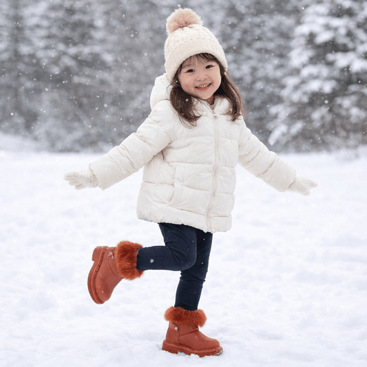 Girls' Faux Fur Trim Snow Boots – Warm Winter Ankle Boots for Toddlers & Little Girls