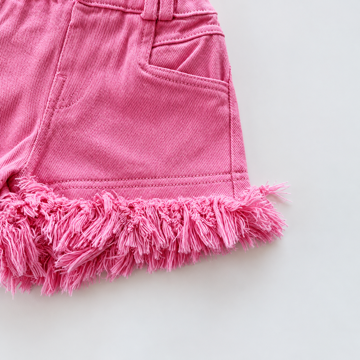 Fringe Hem High-Waisted Denim Shorts for Girls