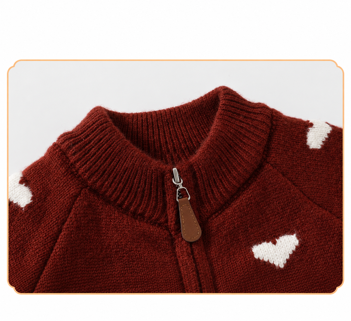 Heart-Print Zip-Up Knit Cardigan for Girls