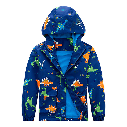 Kids Hooded Waterproof Jacket with Fleece Lining