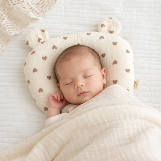 Cotton Gauze Baby Head Support Pillow – Soft Cartoon Infant Pillow