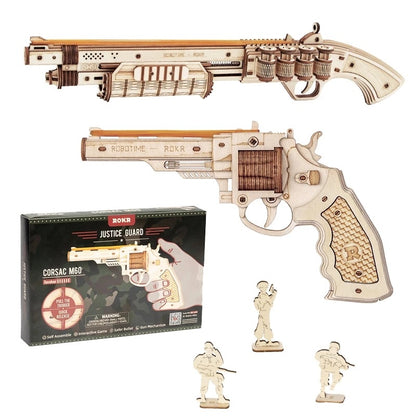 ROKR 3D Wooden Revolver Gun Puzzle – DIY Mechanical Model for Kids & Teens (LQ401)