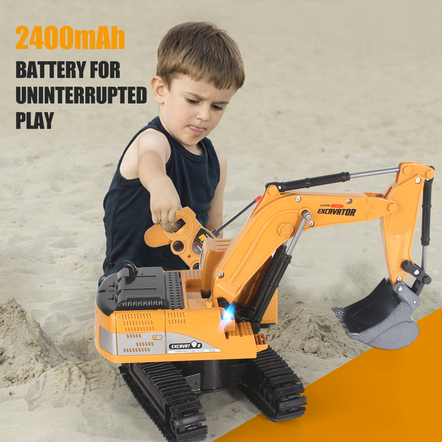 RC Excavator Truck – Remote Control Construction Vehicle with Metal Shovel & Lights