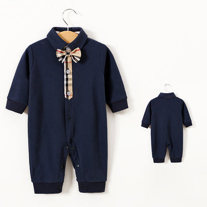 Baby Boy Dressy Romper Onesie (Long Sleeve) – Korean-Style “Little Gentleman” Outfit