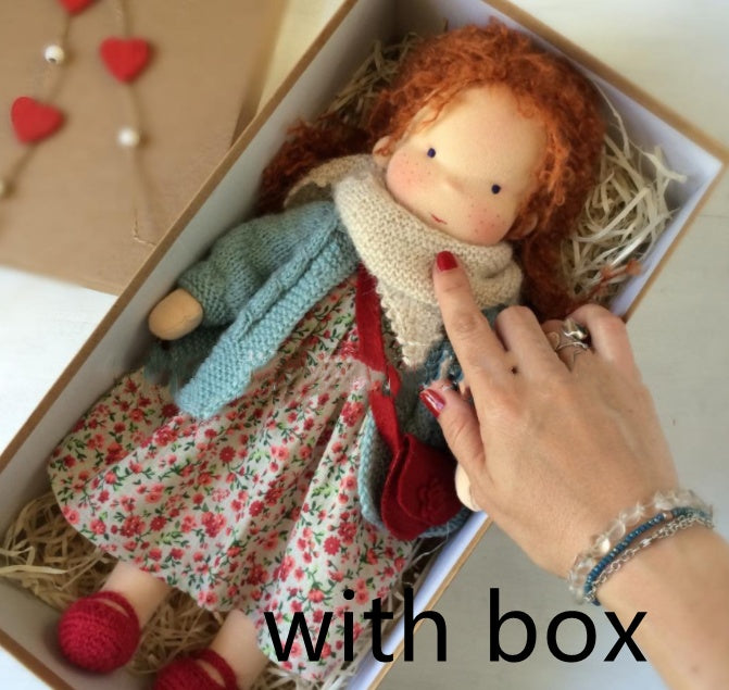 Handmade Curly Girl Plush Doll – 30cm Velvet Stuffed Toy with Clothes