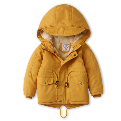 Boys Hooded Winter Coat – Warm Cotton-Lined Jacket for Toddlers & Kids