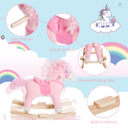 Pink Plush Rocking Horse – Realistic Sounds & Swinging Tail for Kids 3+