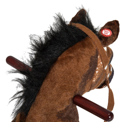 Rocking Horse Plush Ride-On Toy with Nursery Rhyme Music – 18-36 Months, Light Brown/White