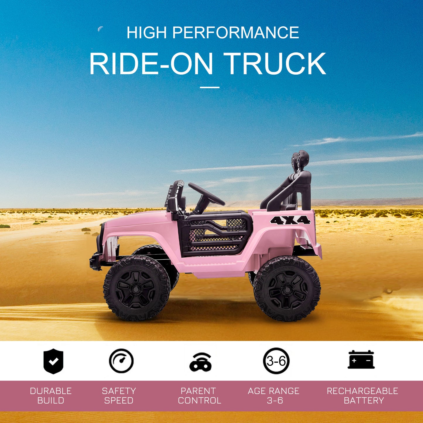 12V Kids Off-Road Ride-On Truck with Remote Control