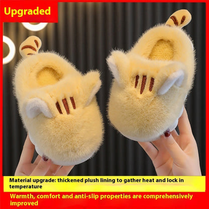 Kids Cozy Kitten Slippers – Soft Plush Indoor Slippers with Thick Sole