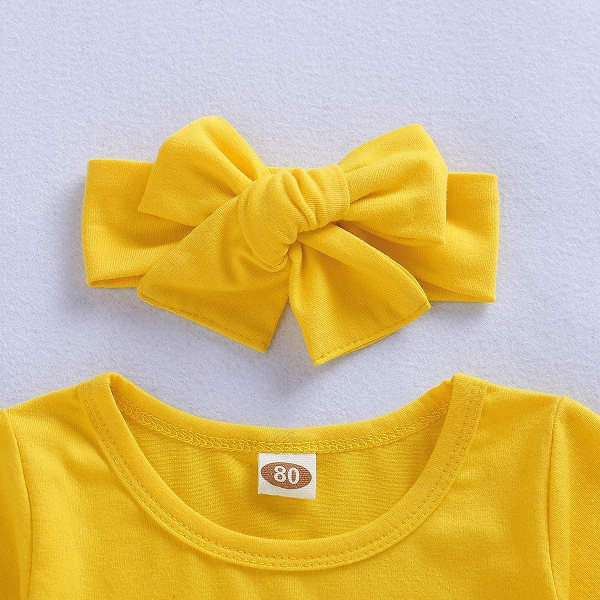 Sunflower Outfit Set – Ruffle Top + Distressed Jeans + Headband (3-Piece)