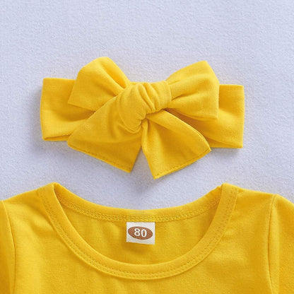 Sunflower Outfit Set – Ruffle Top + Distressed Jeans + Headband (3-Piece)