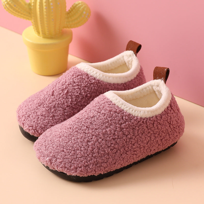 Fleece-Lined Non-Slip Winter Cotton Slippers for Kids