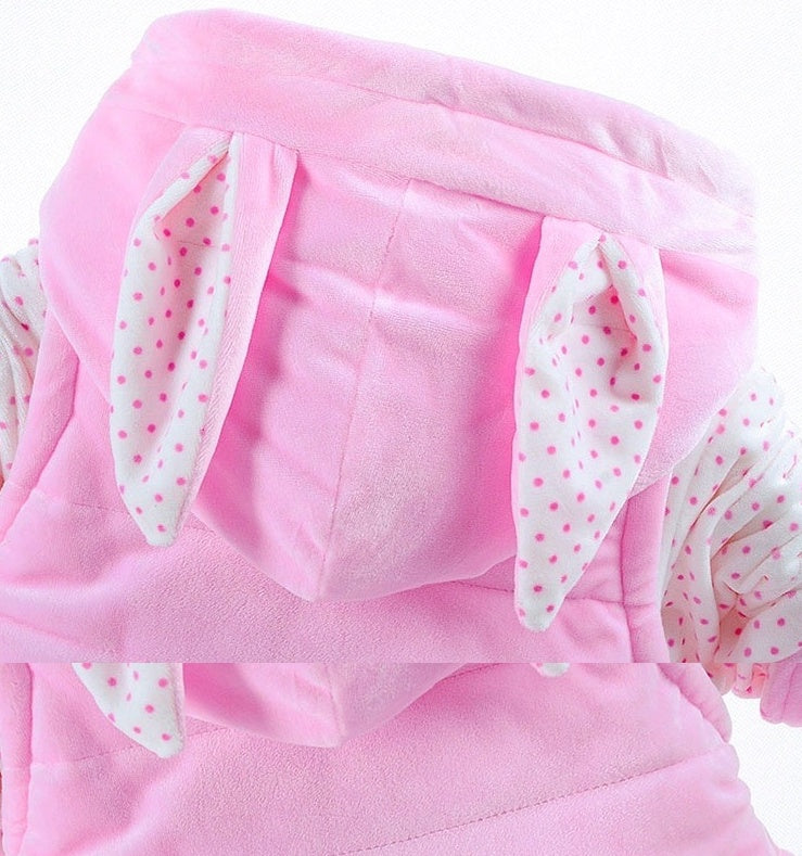 Cozy Bunny Quilted Baby Winter Set (3-Piece) – Hooded Jacket, Vest & Pants for Little Girls
