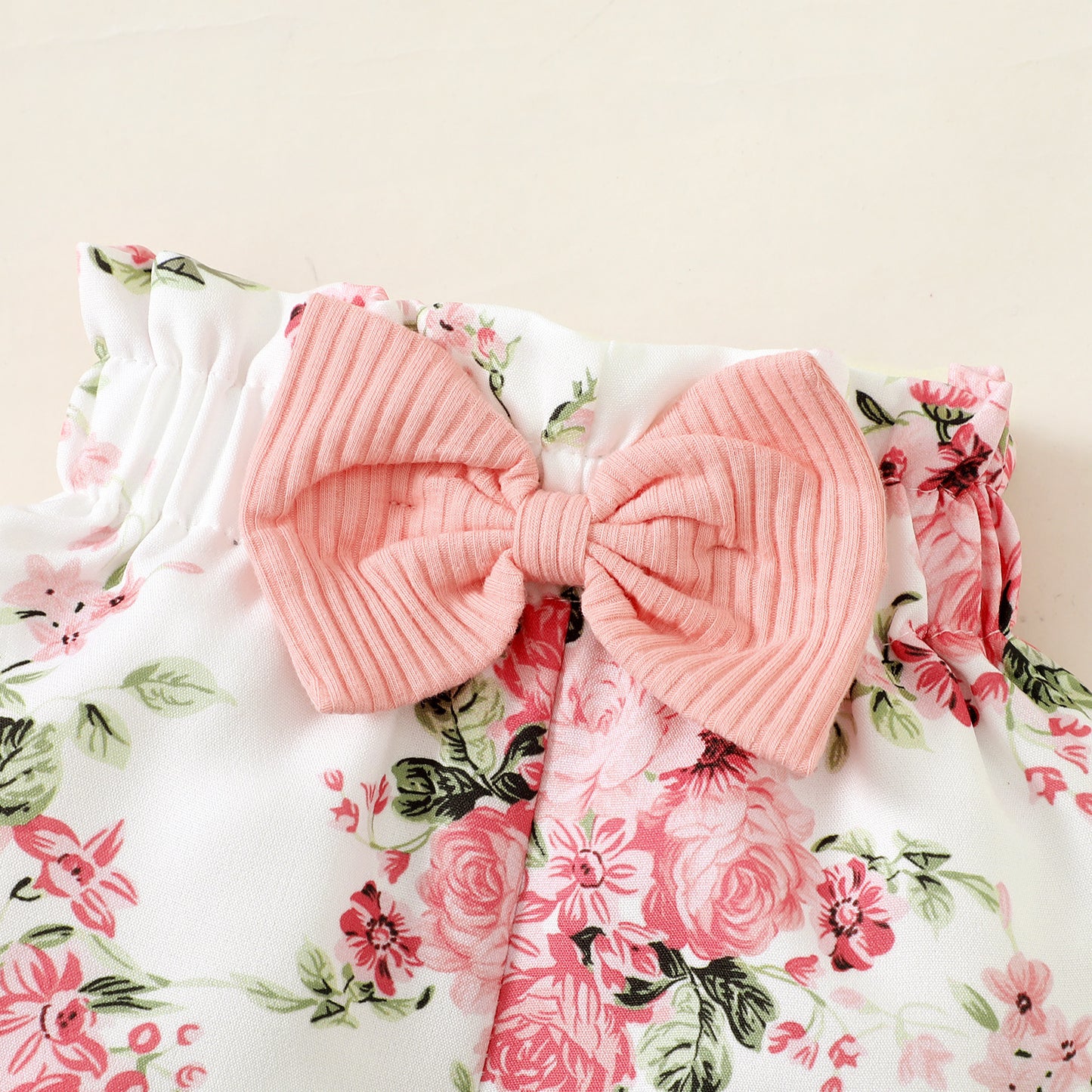 Baby Girl Flutter-Sleeve Romper & Printed Bloomer Shorts Set — Floral, Plaid & Heart Styles