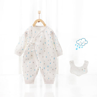 Cotton Wrap-Style Baby Romper with Matching Bib – Soft One-Piece for Newborns (0-6 Months)