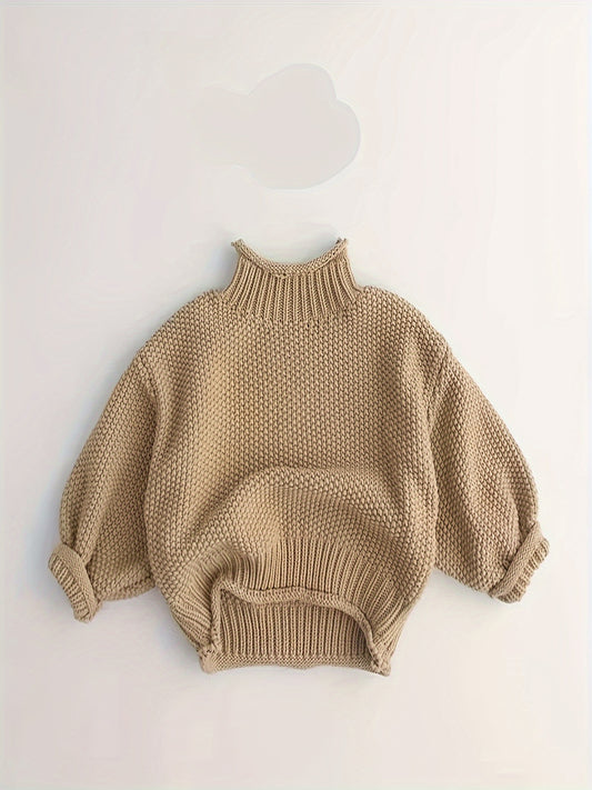 Kids High-Neck Knit Pullover Sweater (100% Polyester)