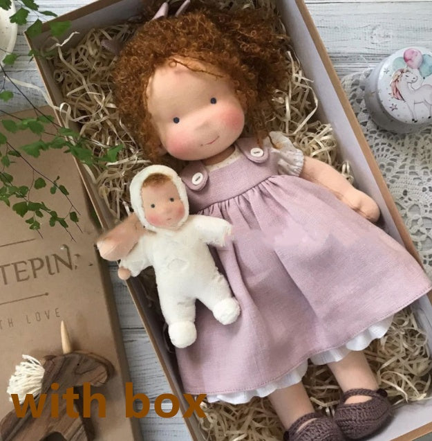 Handmade Curly Girl Plush Doll – 30cm Velvet Stuffed Toy with Clothes