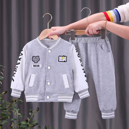 Kids Baseball Jacket Set – Two-Piece Letter Print Outfit for Boys & Girls