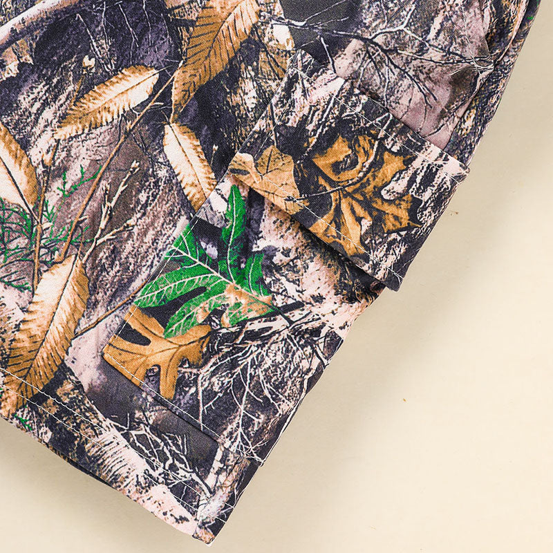 Toddler Baby Boy Camo 2-Piece Outfit – Short Sleeve Hoodie & Pocket Shorts