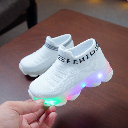 Kids LED Light-Up Knit Sneakers – Lightweight Slip-On Sneakers for Toddlers & Kids