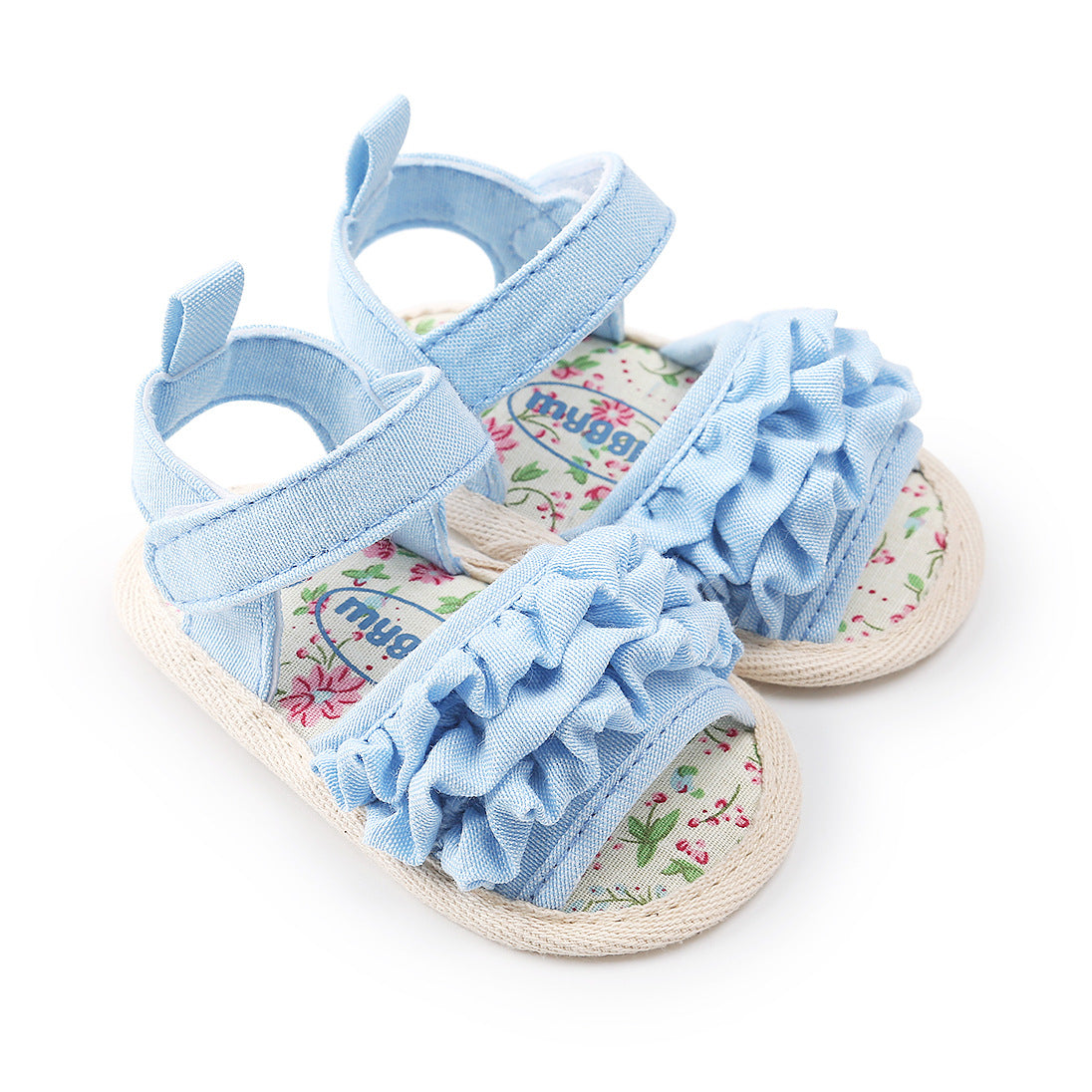 Baby Girl Soft Sole Sandals with Ruffle Detail – First Walkers