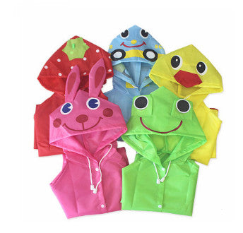 Animal Character Hooded Raincoat for Toddlers & Kids – Duck, Frog, Bunny & More