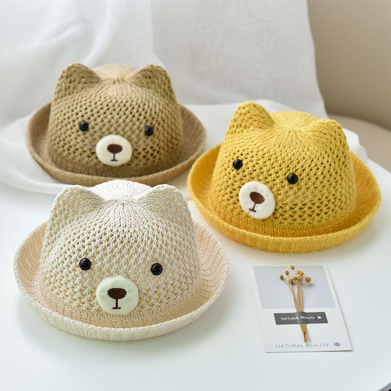Baby Bear Bucket Sun Hat (Breathable) – Soft Woven Summer Hat for Little Kids
