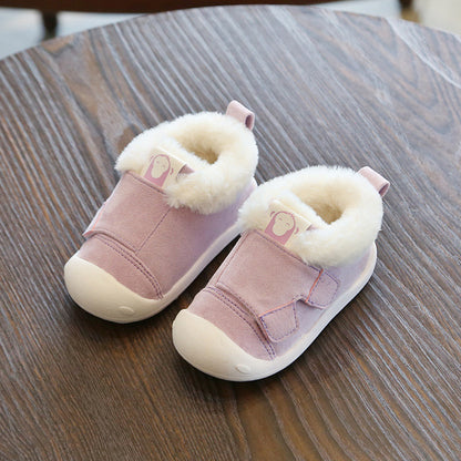 Cozy Toddler Winter Shoes with Fur Lining – Non-Slip Velcro Baby Sneakers