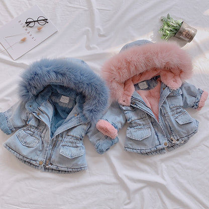 Little Baby Cozy Denim Hooded Coat (Warm Lined | Fall & Winter Essential)