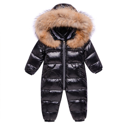 Baby Unisex Duck Down Snowsuit – One-Piece Winter Down Jacket Jumpsuit