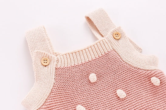 Baby Knit Pom-Pom Romper – Sleeveless Cotton Sweater Bodysuit for Babies (0–24 Months)