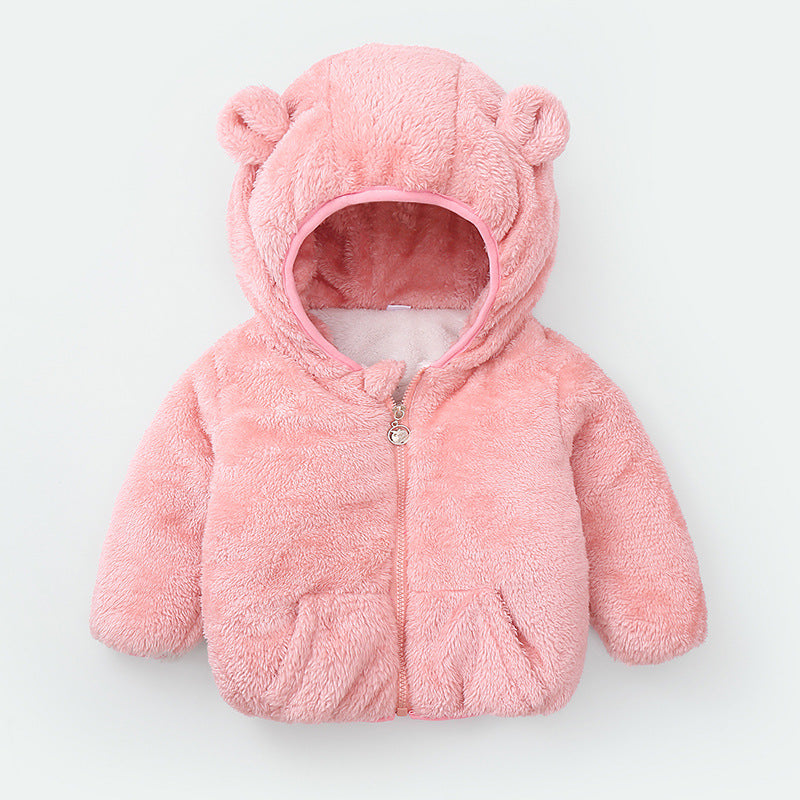 Cozy Bear Hood Fleece Baby Jacket – Warm Winter Zip-Up with Ears