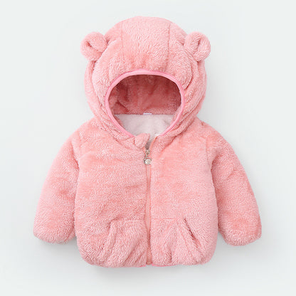 Cozy Bear Hood Fleece Baby Jacket – Warm Winter Zip-Up with Ears